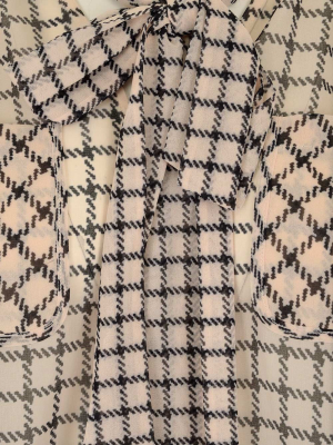 Self-portrait Checkered Pussybow Blouse