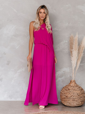 From The Source One Shoulder Maxi Dress - Fuchsia - Final Sale