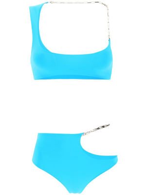 The Attico Chain-detailed Asymmetric Two-piece Bikini Set