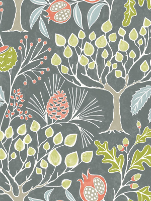 Shiloh Botanical Wallpaper In Grey From The Bluebell Collection By Brewster Home Fashions