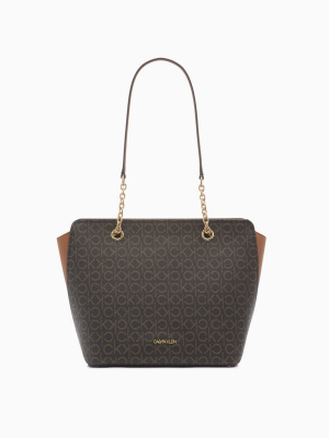 Hailey Monogram Logo Tote Bag