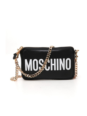 Moschino Logo Printed Chain Shoulder Bag