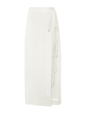 Rouleau Wrap Skirt - White