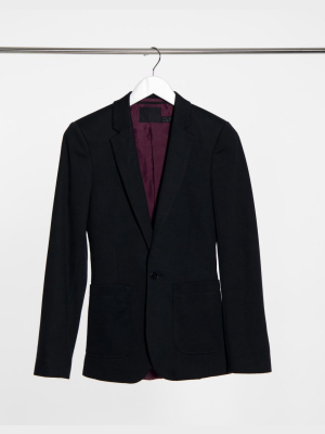 Asos Design Super Skinny Jersey Blazer In Black