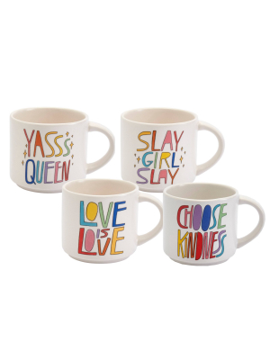 Queer Eye 14oz 4pk Stoneware Sassy Quote Assorted Mugs