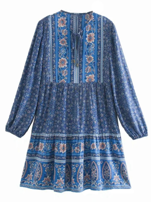 'esther' Bohemian Print Tassel Dress (2 Colors)