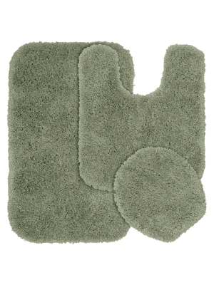 3pc Serendipity Shaggy Washable Nylon Bath Rug Set - Garland