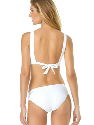 Anne Cole Crochet Spliced Bikini Bottom In White