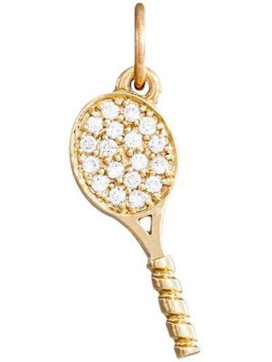 Tennis Racquet Mini Charm Pave Diamonds