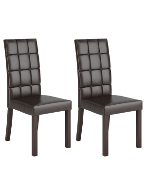 Set Of 2 Atwood Leatherette Dining Chair Wood/dark Brown - Corliving