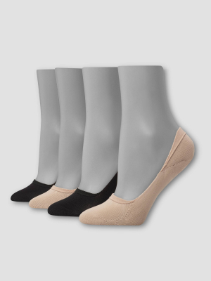 Hanes Premium 4 Pack Women's Comfort Soft Lightweight Invisible Liner Socks