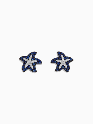 Effy Seaside 14k White Gold Sapphire & Diamond Starfish Studs, 0.82 Tcw