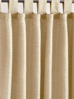 Plow & Hearth - Outdoor Woven Grasscloth Curtain Panel With Tab Top, 54'' W X 84'' L