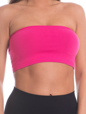 Just That Easy Fuchsia Pink Bandeau Top