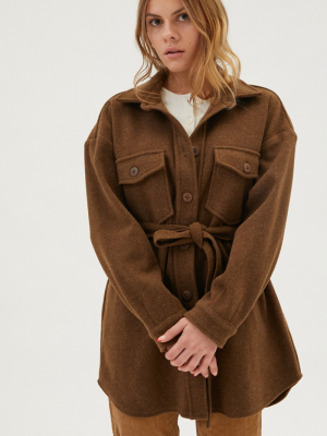 Oat Oversized Belted Shirt Jacket