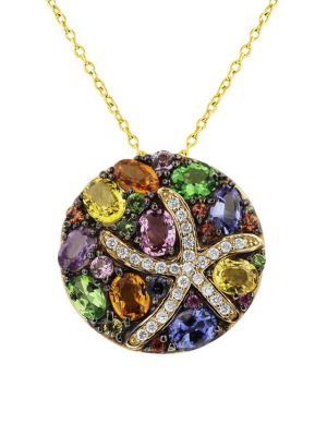 Effy Watercolors 14k Yellow Gold Multi Sapphire & Diamond Starfish Pendant