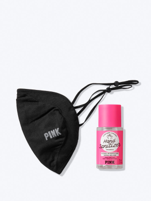 Pink Care Kit Hand Sanitizer And Reusable Mask Duo