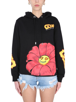 Gcds Flower Logo Print Drawstring Hoodie