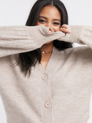 Asos Design Button Through Fluffy Boxy Cardi Two-piece