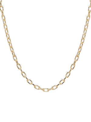 Men's 14k Gold Large Square Oval Link Chain Necklace