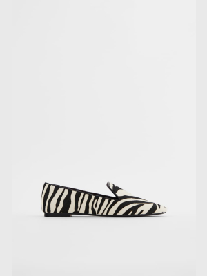 Animal Print Faux Fur Flat Shoes