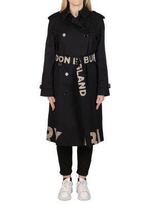 Burberry Logo Printed Trench Coat