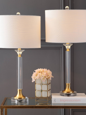 28" (set Of 2) Mark Crystal/metal Table Lamp (includes Led Light Bulb) Clear/brass - Jonathan Y