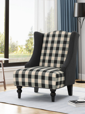 Toddman High-back Club Chair Checkerboard Black/dark Charcoal - Christopher Knight Home