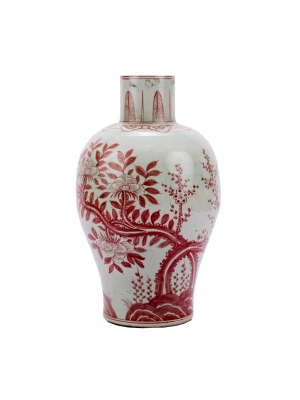 Baluster Vase Underglaze Red, Plum Tree Motif