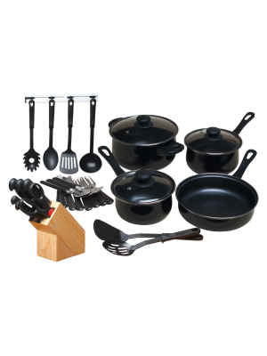 Gibson Home Kitchen 32pc Chef Du Jour Cookware Set Black