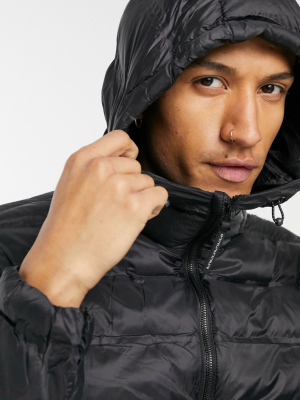 Pull&bear Lightweight Padded Jacket With Hood In Black