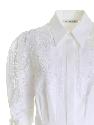 Alberta Ferretti Lace Detail Shirt Dress