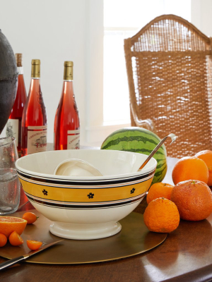 Hand-painted Still-life Serving Bowl In Yellow