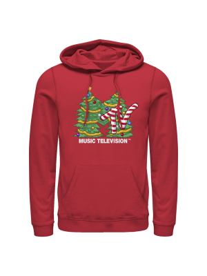 Men's Mtv Christmas Tree Logo Pull Over Hoodie