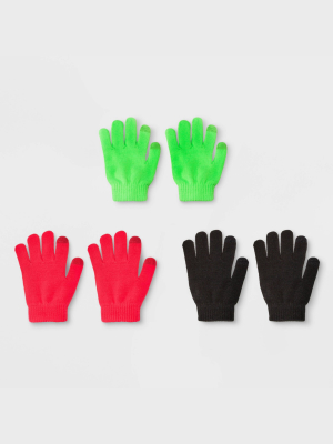 Women's 3pk Magic Gloves - Wild Fable™ Green/red/black One Size