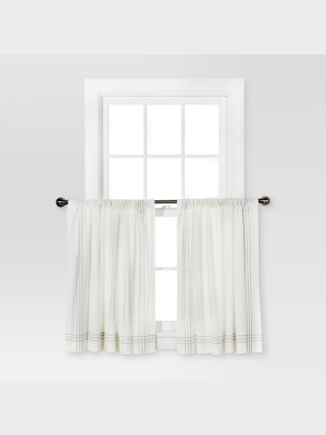 36"x42" Stiped Border Curtain Tiers Cream/gray - Threshold™