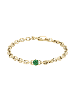 Knife Edge Xs Oval Link Emerald Bracelet - Yellow Gold