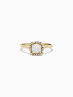 Effy Aurora 14k Yellow Gold Opal And Diamond Ring, 0.62 Tcw