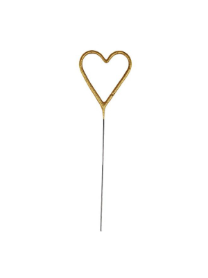 Gold Sparkler Heart Candle