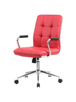 Modern Office Chair With Chrome Arms Red - Boss Office Products