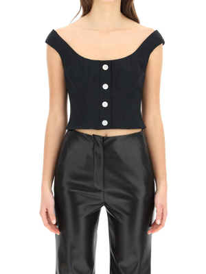 Staud Buttoned Cropped Top