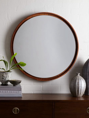 Floating Round Wood Mirror - Acorn