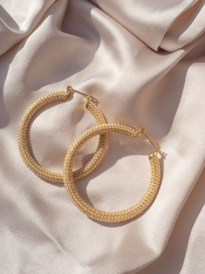 Pave Amalfi Hoops - Gold & Pearl