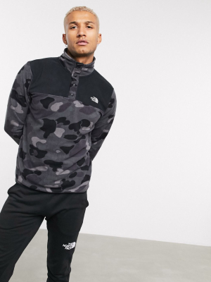 The North Face Tka Glacier Snap Neck Pullover Fleece In Black Camo