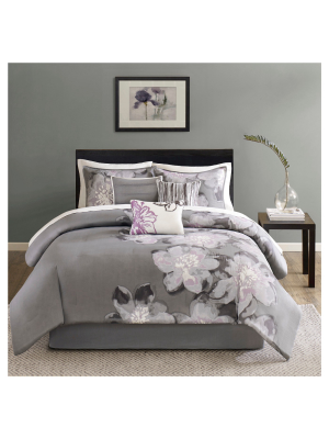 Jasmine Watercolor Floral Comforter Set - 7 Piece