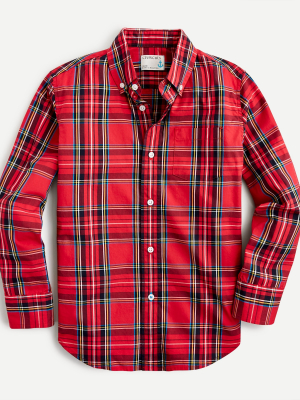 Boys' Secret Wash Shirt In Red Stewart Tartan