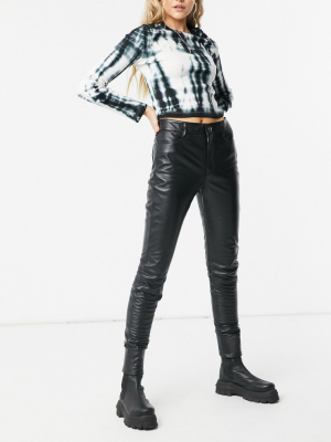 Lab Leather Real Leather Pants In Black