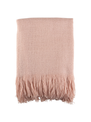 Pink Fringe Hem Throw Blankets (50"x60") - Saro Lifestyle