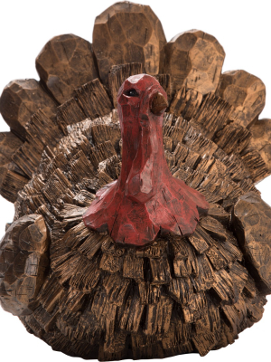 Transpac Resin 11 In. Brown Harvest Chiseled Turkey