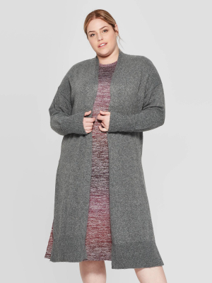 Women's Plus Size Open-front Cardigan - Prologue™ Heather Gray